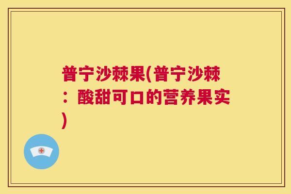 普宁沙棘果(普宁沙棘：酸甜可口的营养果实)