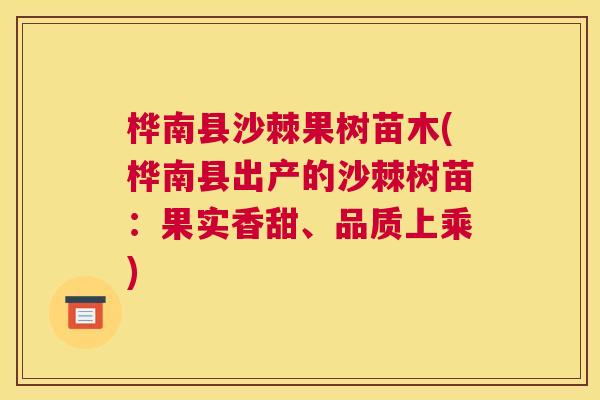 桦南县沙棘果树苗木(桦南县出产的沙棘树苗：果实香甜、品质上乘)