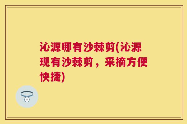 沁源哪有沙棘剪(沁源现有沙棘剪，采摘方便快捷)