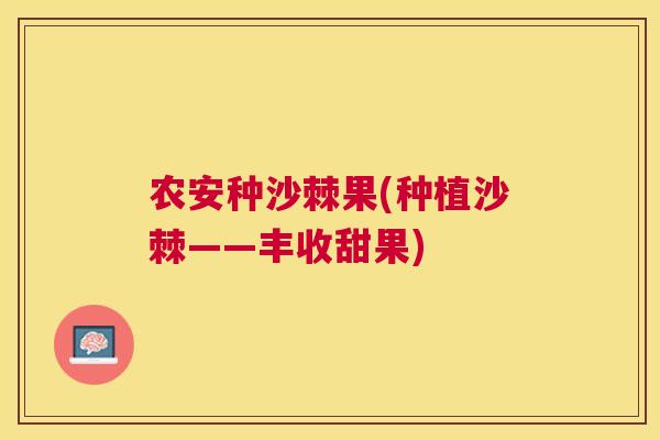 农安种沙棘果(种植沙棘——丰收甜果)