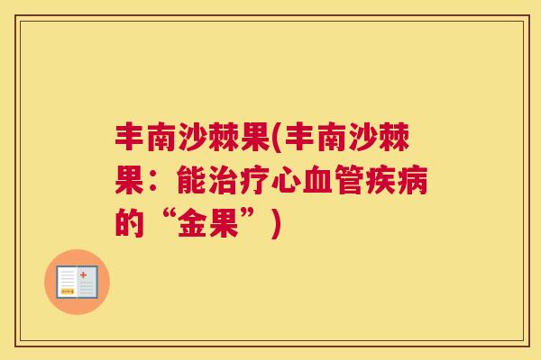 丰南沙棘果(丰南沙棘果：能治疗心血管疾病的“金果”)