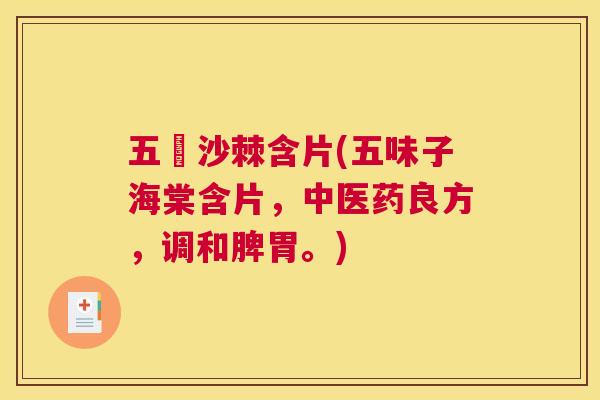五咮沙棘含片(五味子海棠含片，中医药良方，调和脾胃。)
