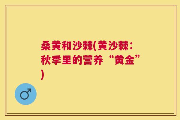 桑黄和沙棘(黄沙棘：秋季里的营养“黄金”)