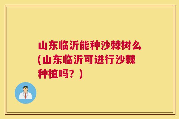 山东临沂能种沙棘树么(山东临沂可进行沙棘种植吗？)