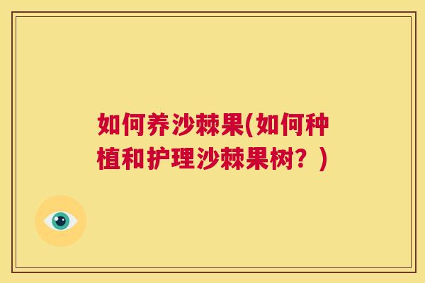 如何养沙棘果(如何种植和护理沙棘果树？)