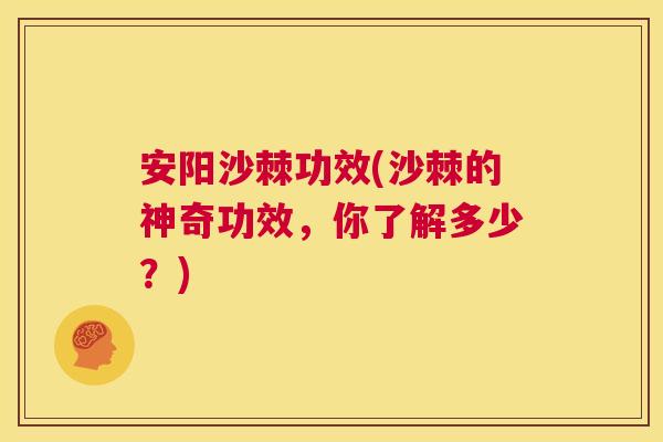 安阳沙棘功效(沙棘的神奇功效，你了解多少？)