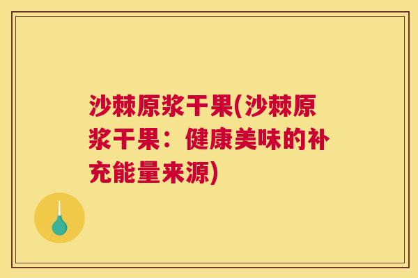 沙棘原浆干果(沙棘原浆干果：健康美味的补充能量来源)