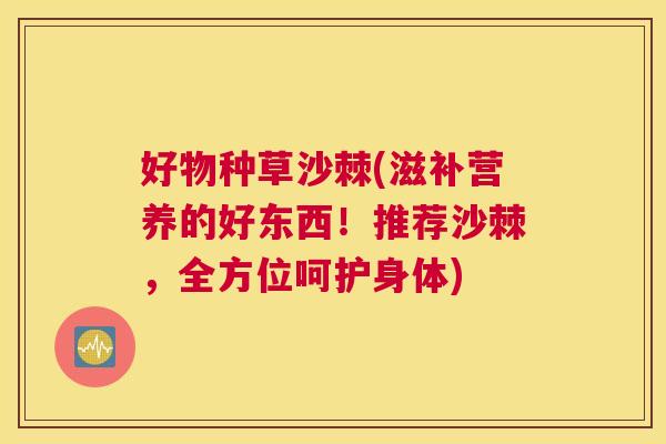 好物种草沙棘(滋补营养的好东西！推荐沙棘，全方位呵护身体)