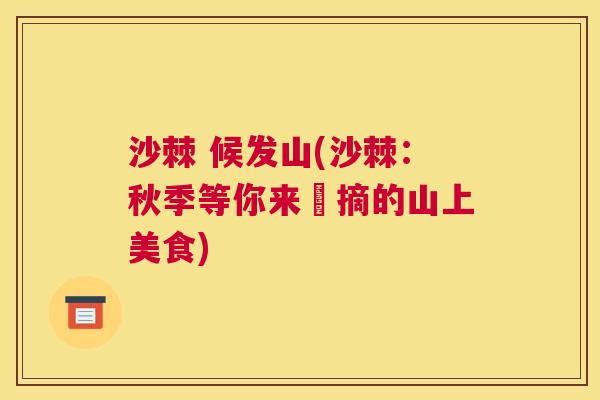 沙棘 候发山(沙棘：秋季等你来採摘的山上美食)