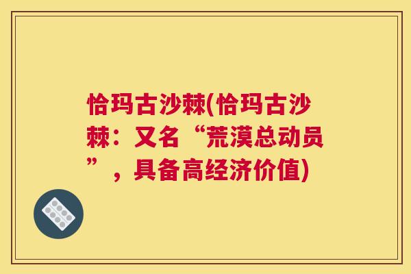 恰玛古沙棘(恰玛古沙棘：又名“荒漠总动员”，具备高经济价值)
