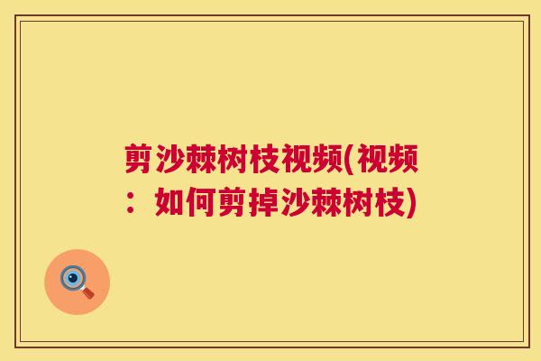 剪沙棘树枝视频(视频：如何剪掉沙棘树枝)