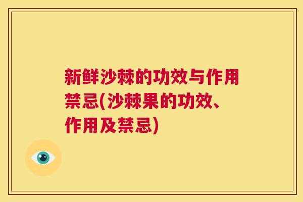 新鲜沙棘的功效与作用禁忌(沙棘果的功效、作用及禁忌)