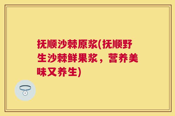 抚顺沙棘原浆(抚顺野生沙棘鲜果浆,营养美味又养生)