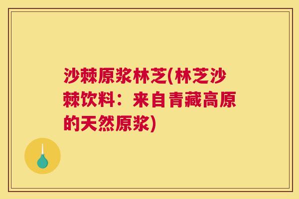 沙棘原浆林芝(林芝沙棘饮料：来自青藏高原的天然原浆)