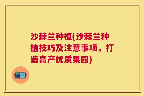 沙棘兰种植(沙棘兰种植技巧及注意事项，打造高产优质果园)