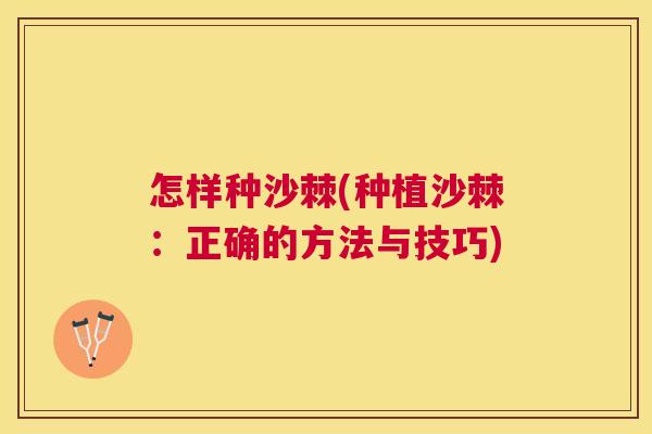 怎样种沙棘(种植沙棘:正确的方法与技巧) 怎样种沙棘(种植沙棘:正确的方法与技巧)
