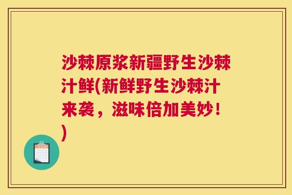 沙棘原浆新疆野生沙棘汁鲜(新鲜野生沙棘汁来袭，滋味倍加美妙！)