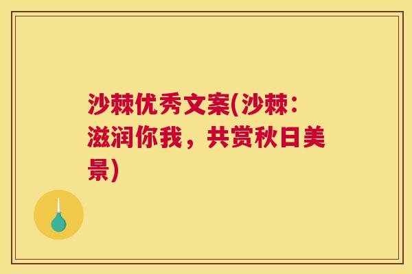 沙棘优秀文案(沙棘：滋润你我，共赏秋日美景)