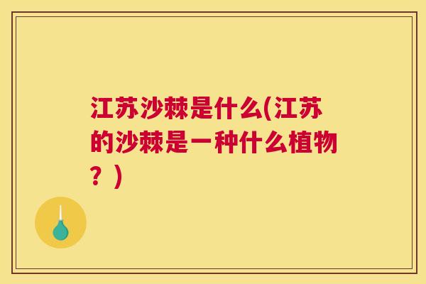 江苏沙棘是什么(江苏的沙棘是一种什么植物？)