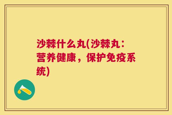 沙棘什么丸(沙棘丸：营养健康，保护免疫系统)