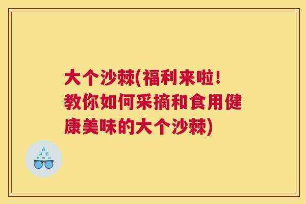 大个沙棘(福利来啦！教你如何采摘和食用健康美味的大个沙棘)