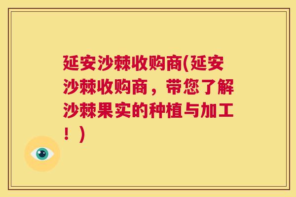 延安沙棘收购商(延安沙棘收购商，带您了解沙棘果实的种植与加工！)
