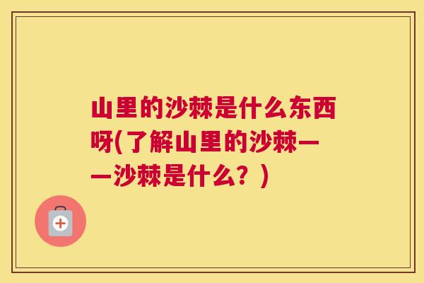 山里的沙棘是什么东西呀(了解山里的沙棘——沙棘是什么？)