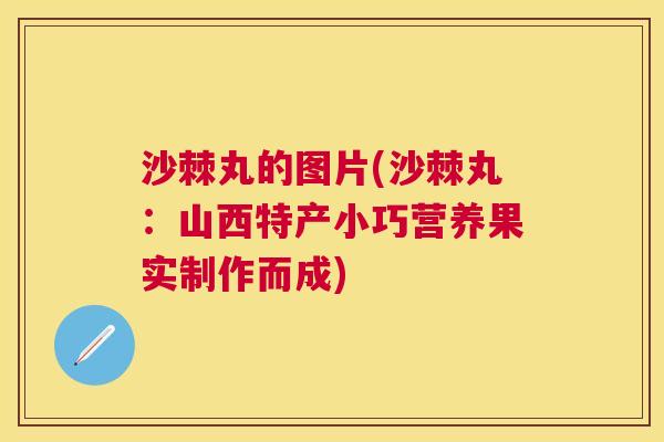 沙棘丸的图片(沙棘丸：山西特产小巧营养果实制作而成)