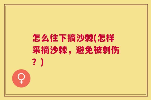 怎么往下摘沙棘(怎样采摘沙棘，避免被刺伤？)