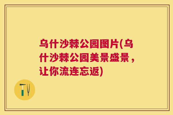 乌什沙棘公园图片(乌什沙棘公园美景盛景，让你流连忘返)