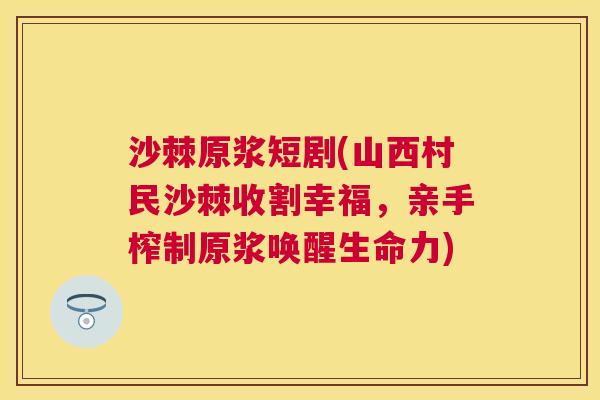 沙棘原浆短剧(山西村民沙棘收割幸福，亲手榨制原浆唤醒生命力)