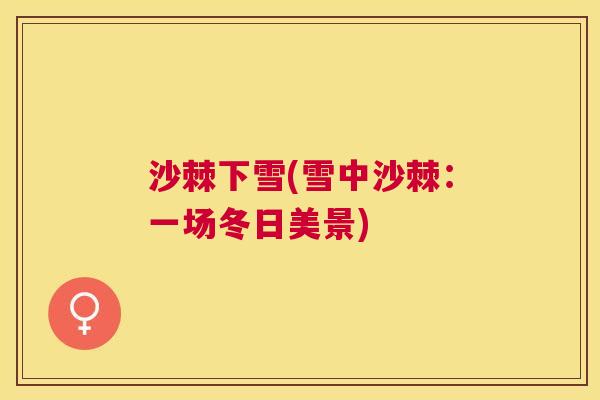 沙棘下雪(雪中沙棘：一场冬日美景)