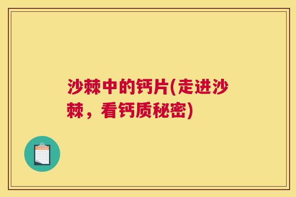 沙棘中的钙片(走进沙棘，看钙质秘密)