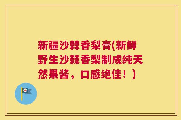 新疆沙棘香梨膏(新鲜野生沙棘香梨制成纯天然果酱，口感绝佳！)