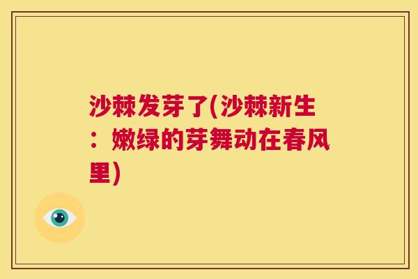 沙棘发芽了(沙棘新生：嫩绿的芽舞动在春风里)