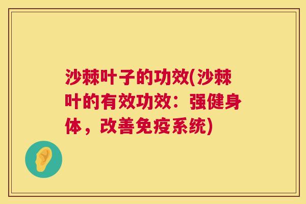 沙棘叶子的功效(沙棘叶的有效功效：强健身体，改善免疫系统)
