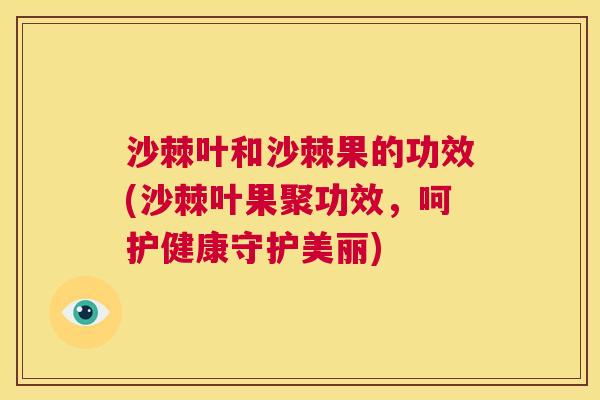 沙棘叶和沙棘果的功效(沙棘叶果聚功效，呵护健康守护美丽)