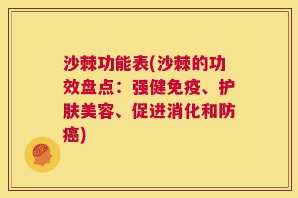 沙棘功能表(沙棘的功效盘点：强健免疫、护肤美容、促进消化和防癌)