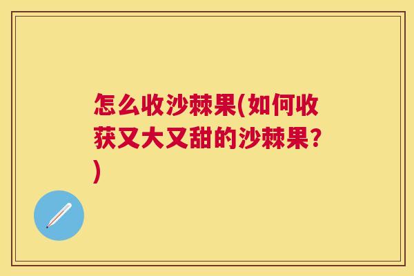 怎么收沙棘果(如何收获又大又甜的沙棘果？)