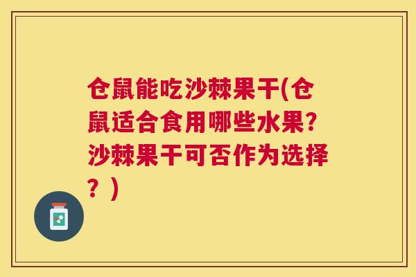 仓鼠能吃沙棘果干(仓鼠适合食用哪些水果?沙棘果干可否作为选择?) 仓鼠能吃沙棘果干(仓鼠适合食用哪些水果?沙棘果干可否作为选择?)