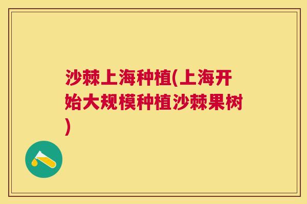 沙棘上海种植(上海开始大规模种植沙棘果树)