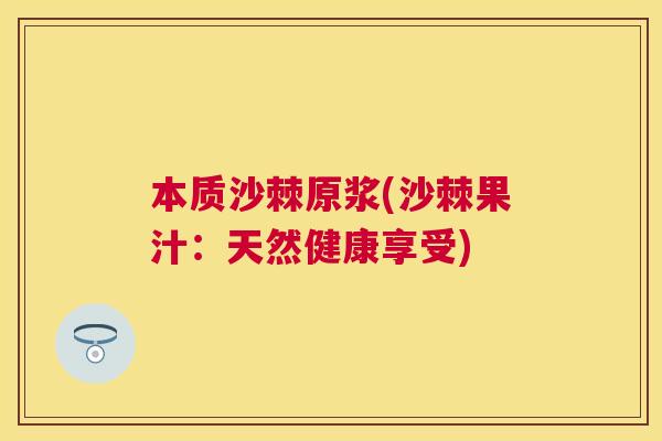 本质沙棘原浆(沙棘果汁：天然健康享受)