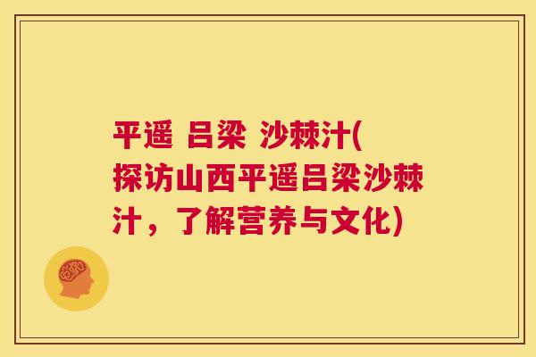 平遥 吕梁 沙棘汁(探访山西平遥吕梁沙棘汁,了解营养与文化)