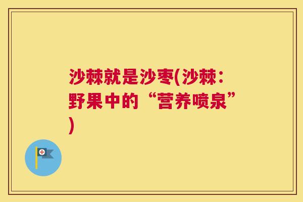 沙棘就是沙枣(沙棘：野果中的“营养喷泉”)