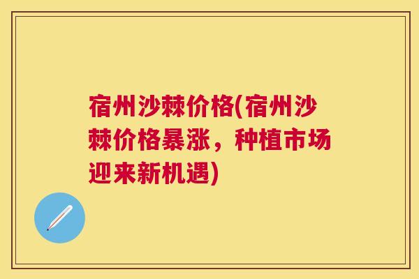宿州沙棘价格(宿州沙棘价格暴涨，种植市场迎来新机遇)