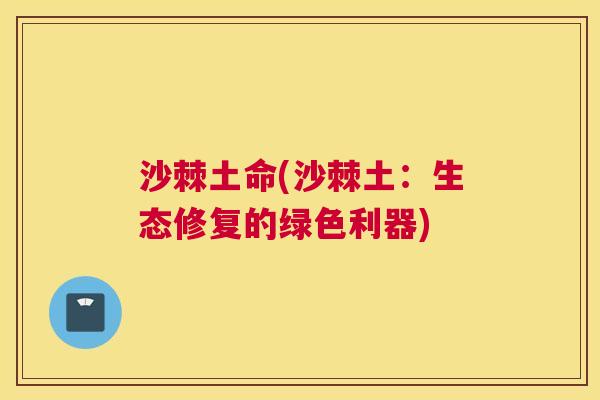 沙棘土命(沙棘土：生态修复的绿色利器)