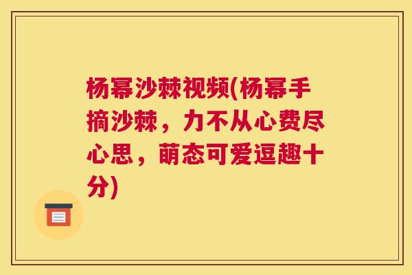 杨幂沙棘视频(杨幂手摘沙棘，力不从心费尽心思，萌态可爱逗趣十分)