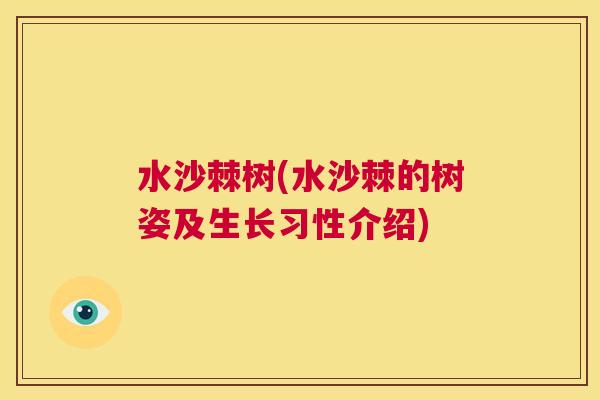 水沙棘树(水沙棘的树姿及生长习性介绍)