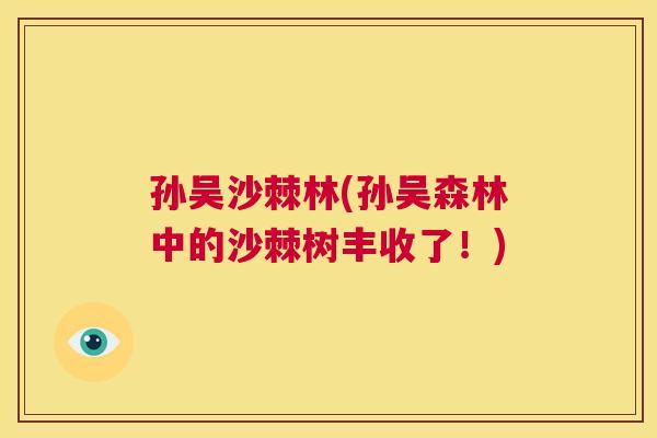 孙吴沙棘林(孙吴森林中的沙棘树丰收了!)