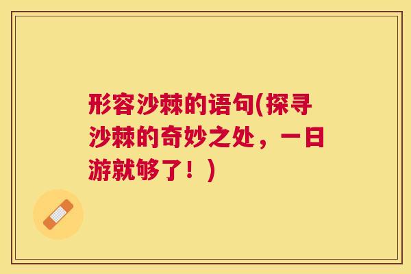 形容沙棘的语句(探寻沙棘的奇妙之处,一日游就够了!)